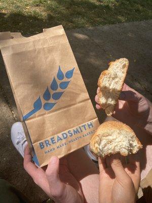 Top: cinnamon claw Bottom: pretzel roll