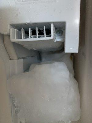 The lg fridge ice maker aria completely freezing