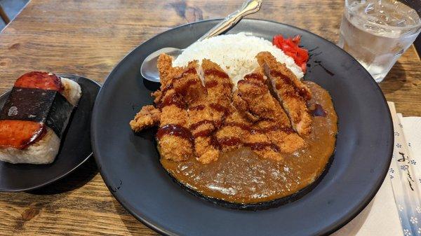 Chicken katsu curry and spam musubi