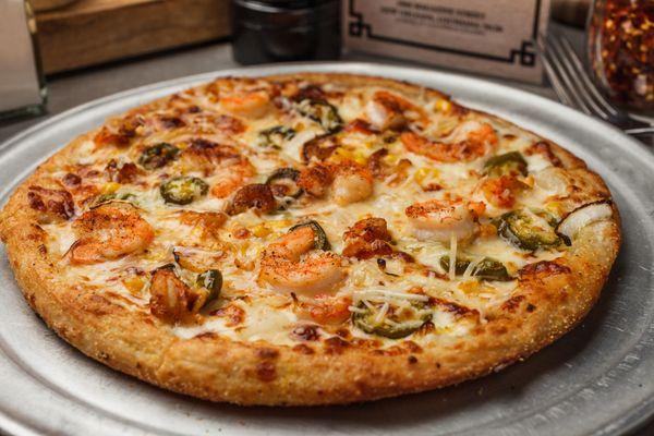 Shrimp and Jalapeno gourmet pizza