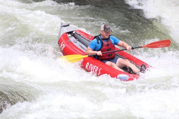 Paddling through the falls!