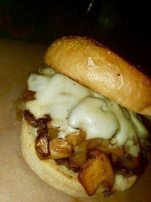 MUSHROOM SWISS ANGUS BURGER!