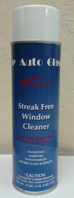 Here is our A+ Auto Glass Streak Free Window Cleaner.  It is also Environmentally Friendly!