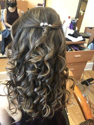 Half up with curls