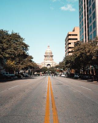 A photo on South Congress of the Capital Building