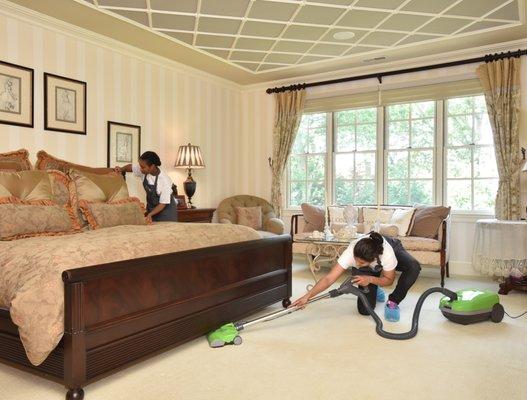 We bring all supplies and equipment. We will vacuum under beds and dust every corner of your home.