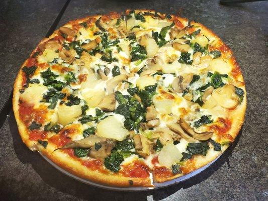 Small pizza - mushroom, spinach, pineapple