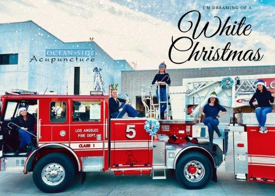 Christmas 2023 wishes from OceanSide Acupuncture and LA City Fire Station #5!