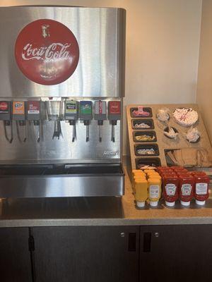 Soda and condiments station