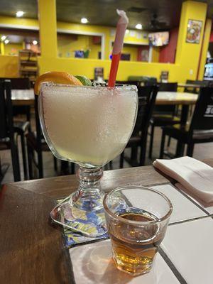 Margarita with tequila shot