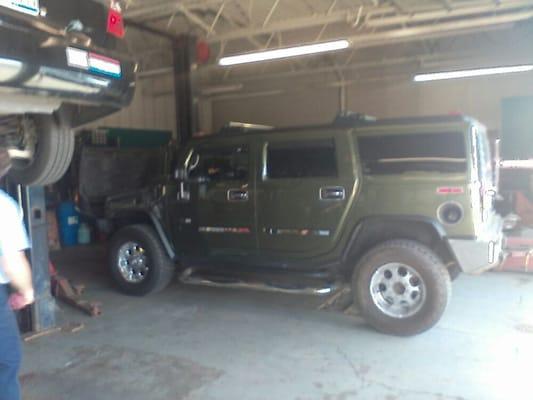 Hummer waiting for new exhaust manifold bolts.