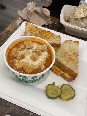 Pimento grilled cheese and tomato soup