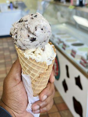 Cookies and cream (top) and butter pecan (bottom)