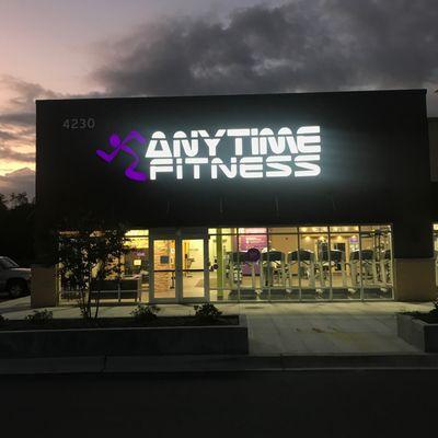 Sign Lit up just before night fall