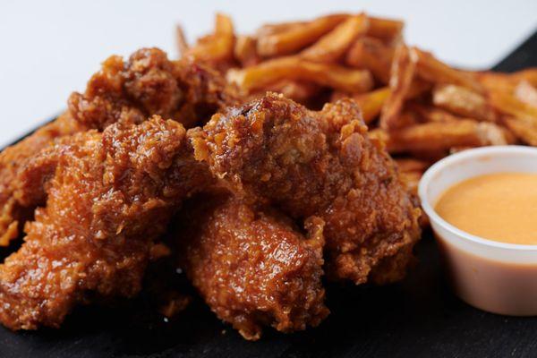 our chicken wings tossed in our soulnluv sauce.