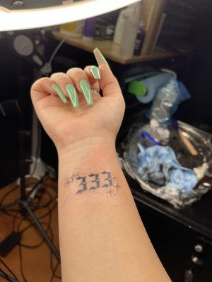 my first tattoo  333 angel number meaning support