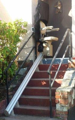 Completed exterior stair lift in Oakland