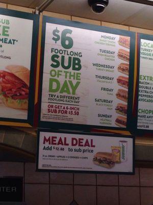 $6 subs of the day