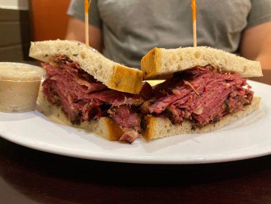 Pastrami and corned beef sandwich