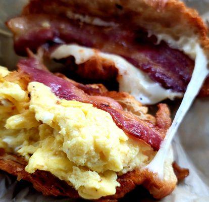 Bacon, egg and Swiss croissant