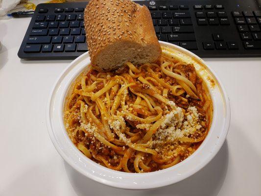 Linguine with Bolognese sauce.