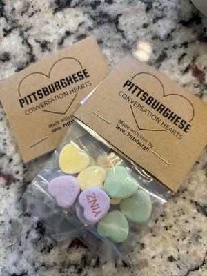 Conversation hearts with a Pittsburgh theme!