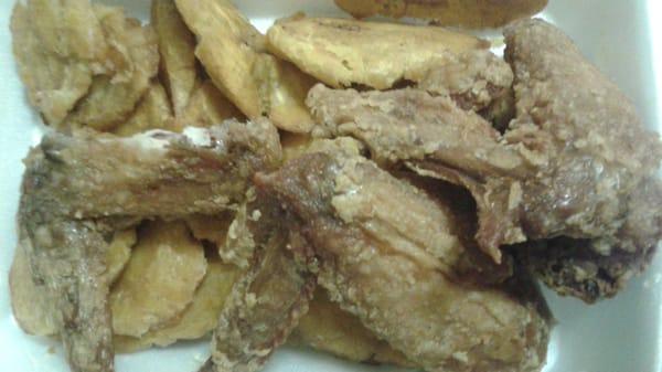 Chicken wings with Tostones, the wings were not big enough.