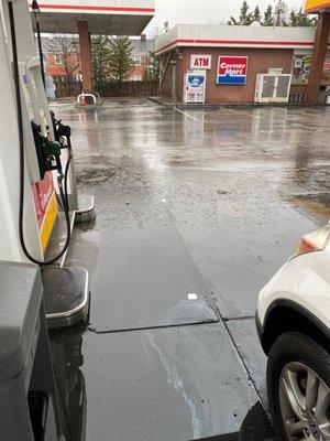 Drainage issues in front of gas pumps