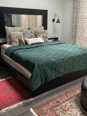 Green Diamond Stitch king size quilt