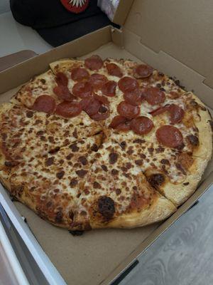 Half cheese / half pepperoni.