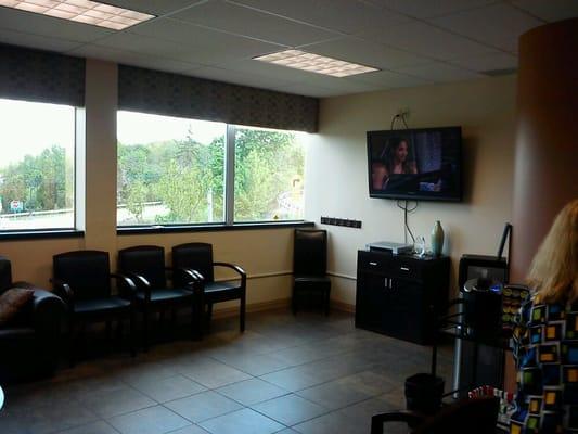 Waiting room, with flatscreen tv!