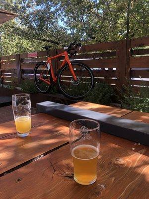 Outdoor Patio with Beers and Bikes