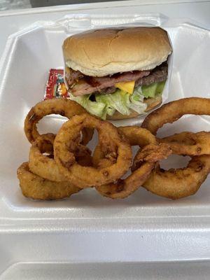 Smokehouse Burger with Onion Rings