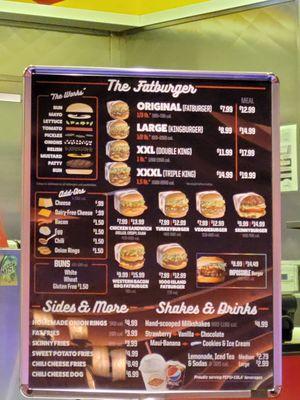 Fat Burger menu