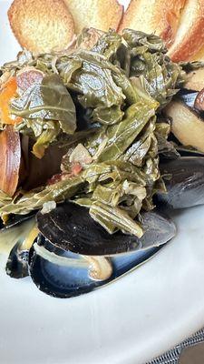 Mussels with Collards