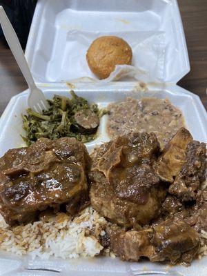 Oxtails mustard greens blackeye peas