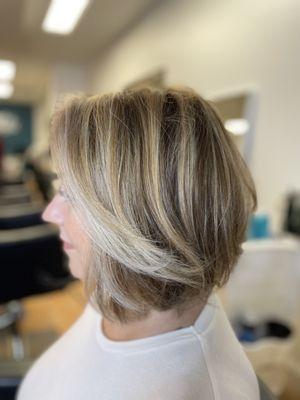 Textured bob and Signature High Contrast Balayage