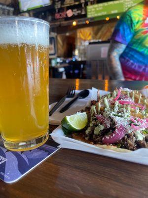 A trio of asada tacos and a fine Italian Pilsner - great way to spend a Saturday afternoon!