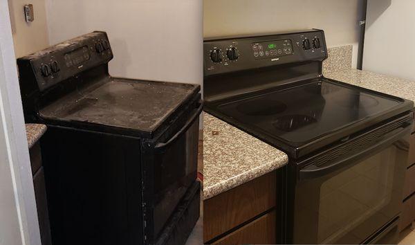 Stove before and after.