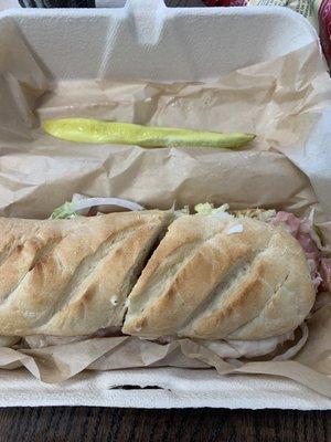 Pickle was small and chewy, pathetic. Sub wasn't great either.