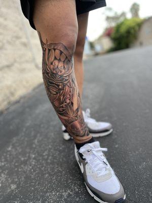 lower leg sleeve by G - @ink_dripped