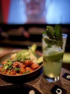 Orange Crispy Chicken Bowl and Citrus Mojito