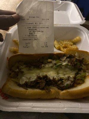 As you can see I order a chicken philly and was given a steak