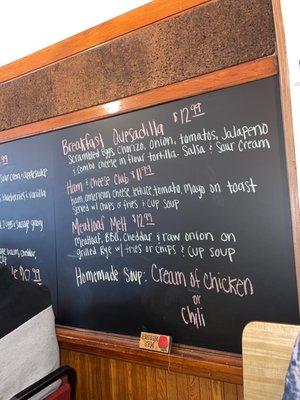 Chalkboard menu