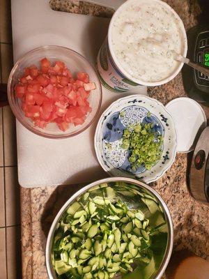 Kitchen prep with sharp knives.