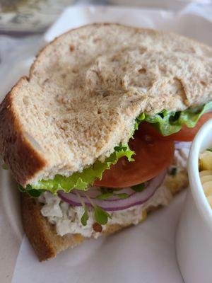 Closer look at my chicken salad half sandwich.