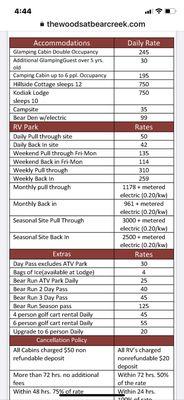 Seasonal pricing rates