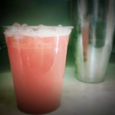 Hand shaken real strawberry organic lemonade!