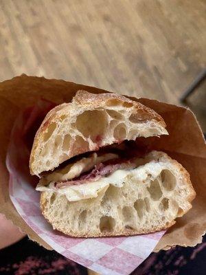 Fresh baguette with cheese & jam