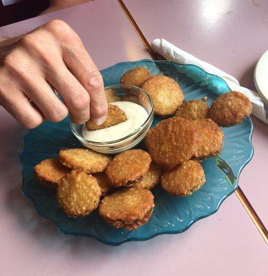 Zucchini Slices! Crispy and delicious, served with ranch.